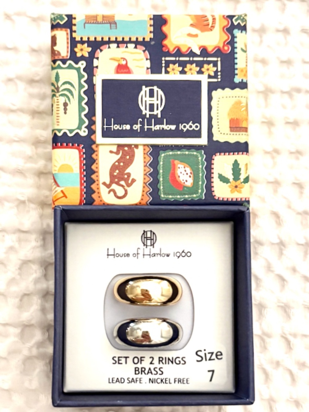 HOUSE OF HARLOW 1960 Duo Gold and Silver Ring Set